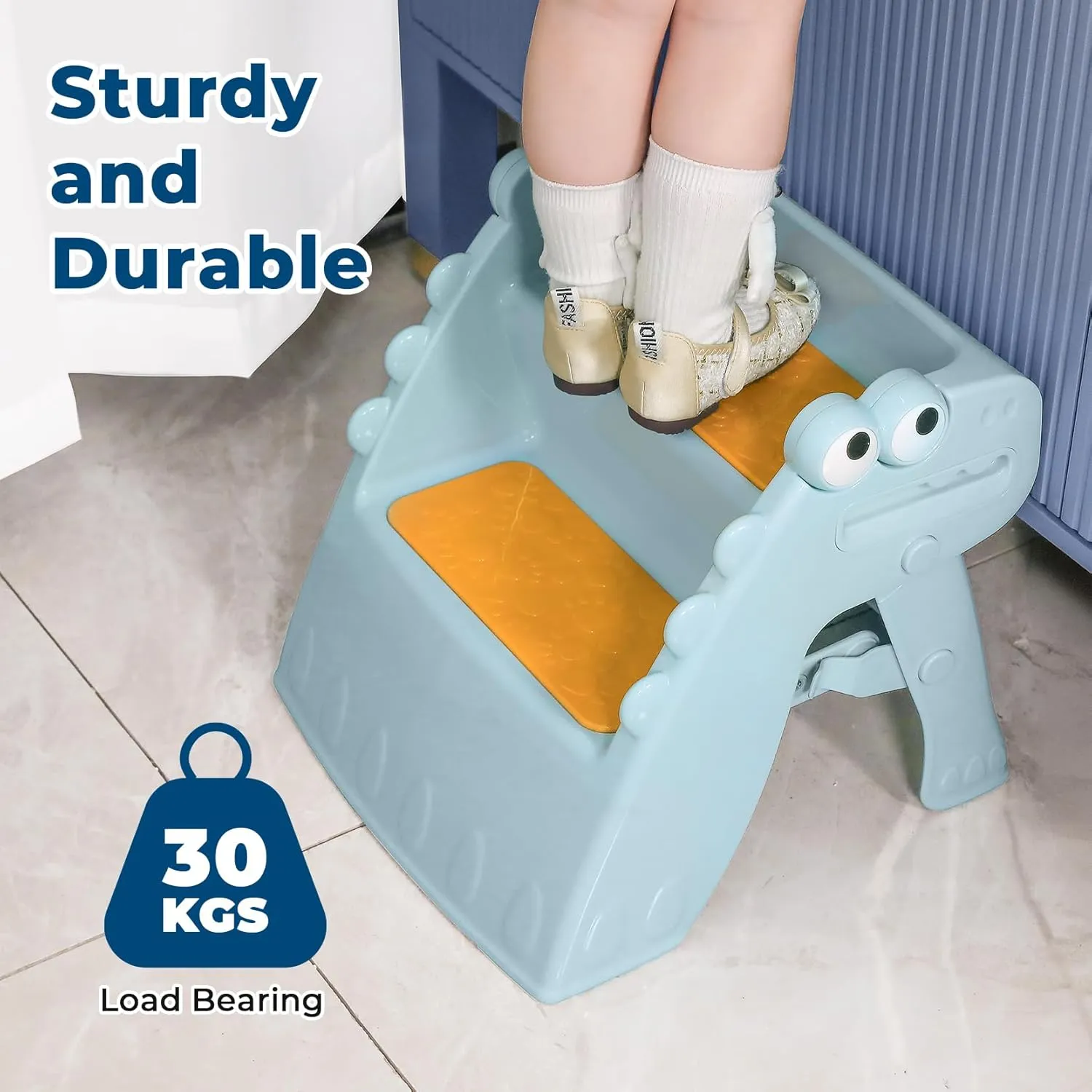 Toddler Step Stool Foldable Kids Step Stool with Cute Dinosaur Design