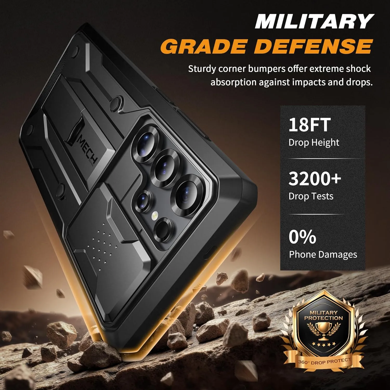TONGATE for Samsung Galaxy S25 Ultra Case, [with Privacy Screen Protector & Slide Camera Cover] [2 Front Frames] Full-Body Heavy Duty S25 Ultra Case with Stand & Belt Clip Holster, Black Privacy Film