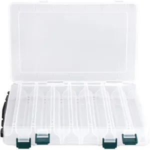 TOPINCN Modern Plastic Clear Fishing Lure Box, 14 Slots Double Sided Fishing Tackle Box Storage Case