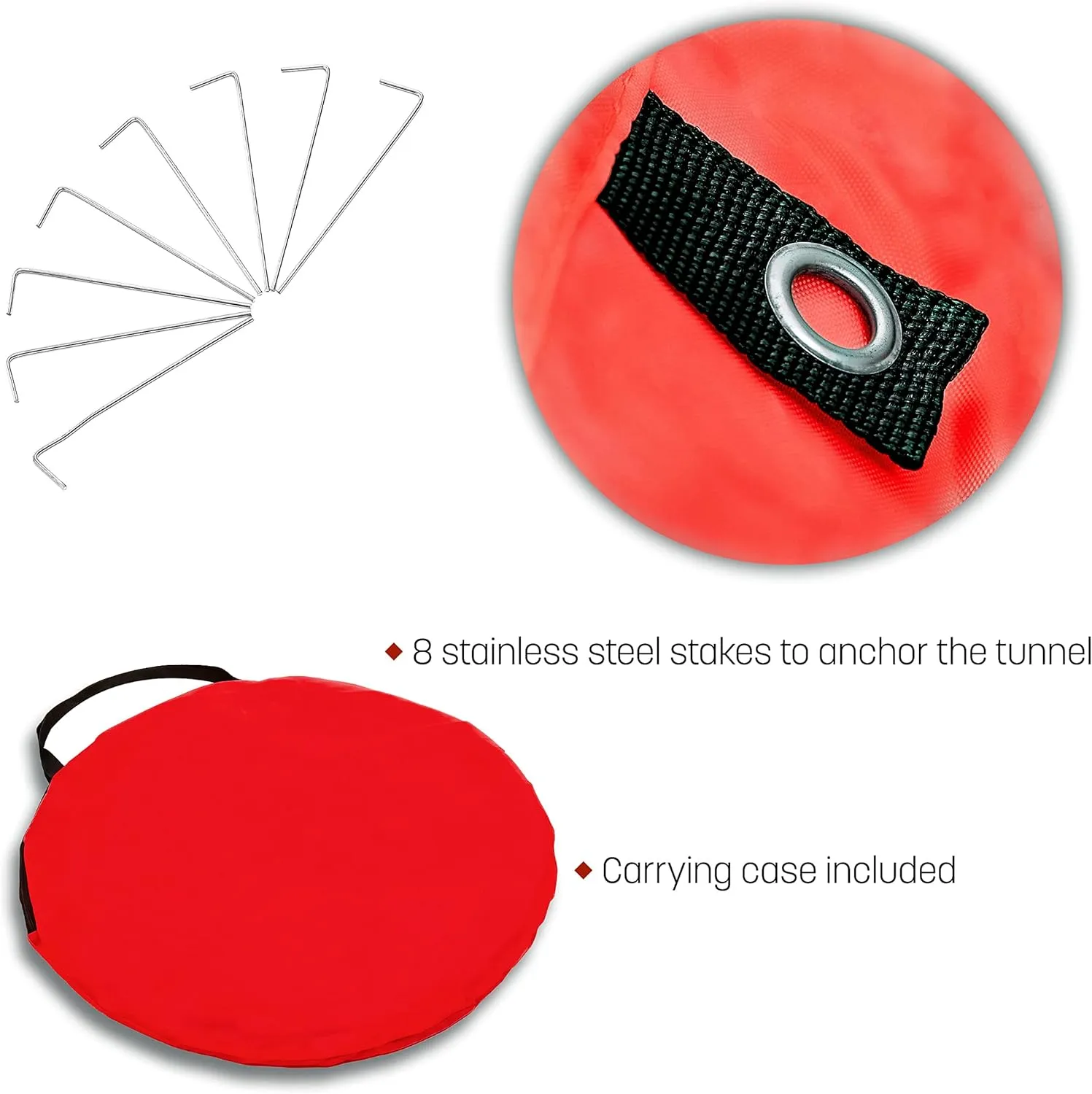 Trademark Innovations 16' Dog Agility and Obedience Training Tunnel with Carry Bag and Stakes (Red)