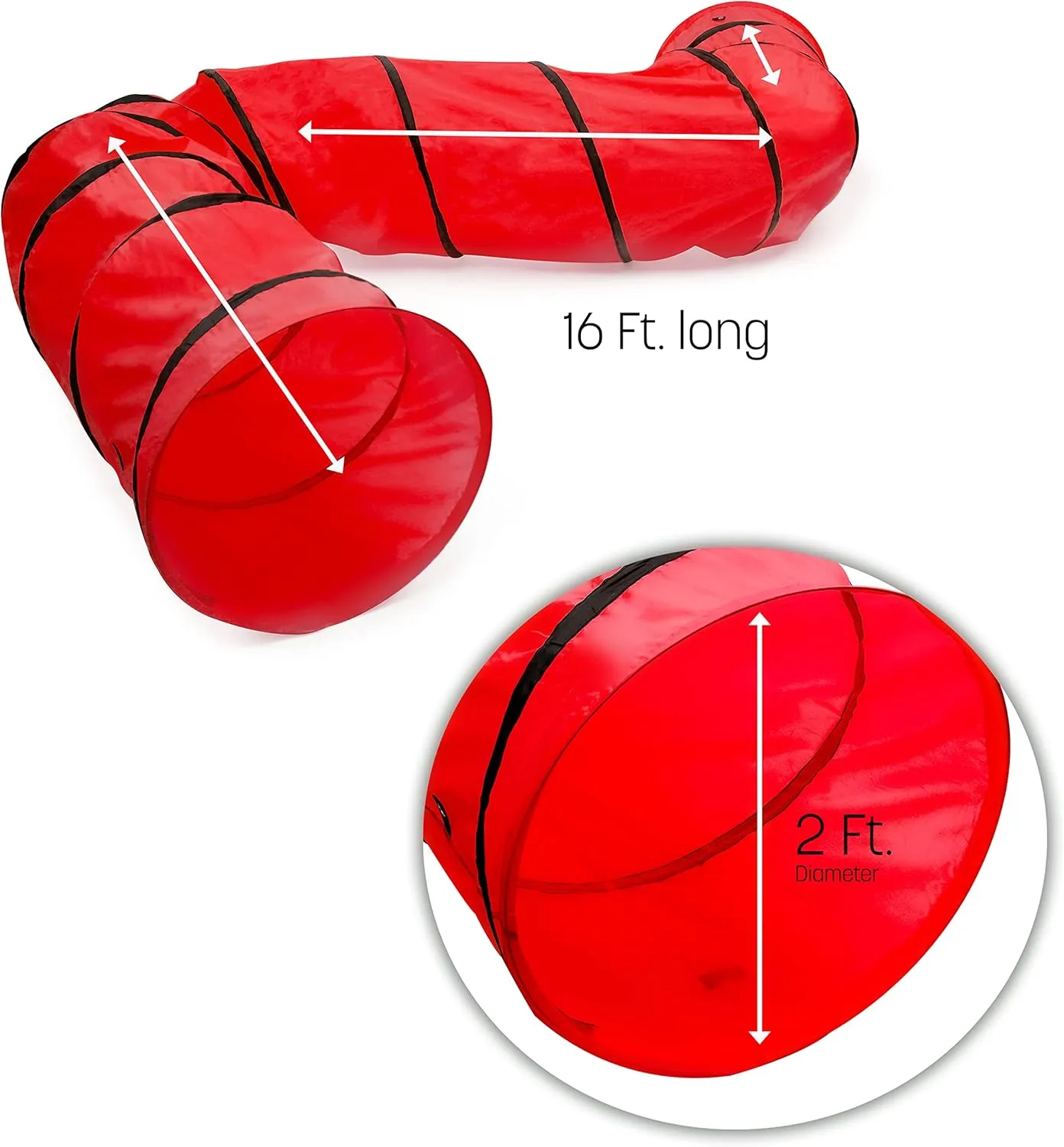 Trademark Innovations 16' Dog Agility and Obedience Training Tunnel with Carry Bag and Stakes (Red)