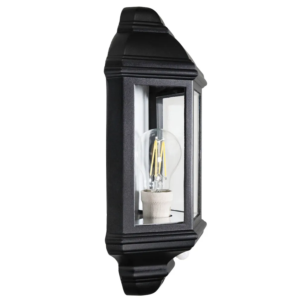 Traditional PIR Sensor Outdoor Wall Light with Matt Black Metal Die-Cast Frame