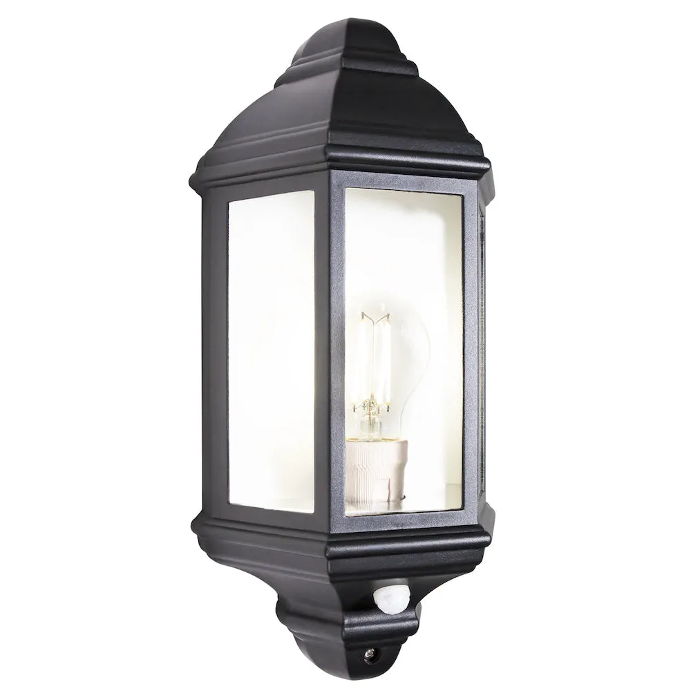 Traditional PIR Sensor Outdoor Wall Light with Matt Black Metal Die-Cast Frame