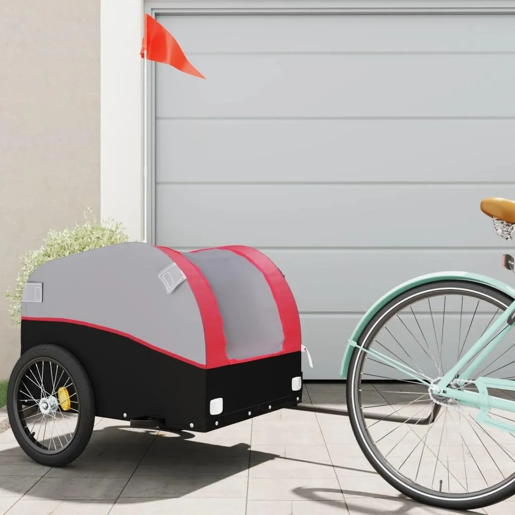 Transport Heavy Goods Easily with Bike Trailer, Sturdy Iron Frame, High Load Capacity of 99.2 lb, Black and Red