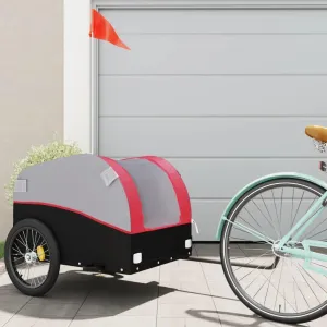 Transport Heavy Goods Easily with Bike Trailer, Sturdy Iron Frame, High Load Capacity of 99.2 lb, Black and Red