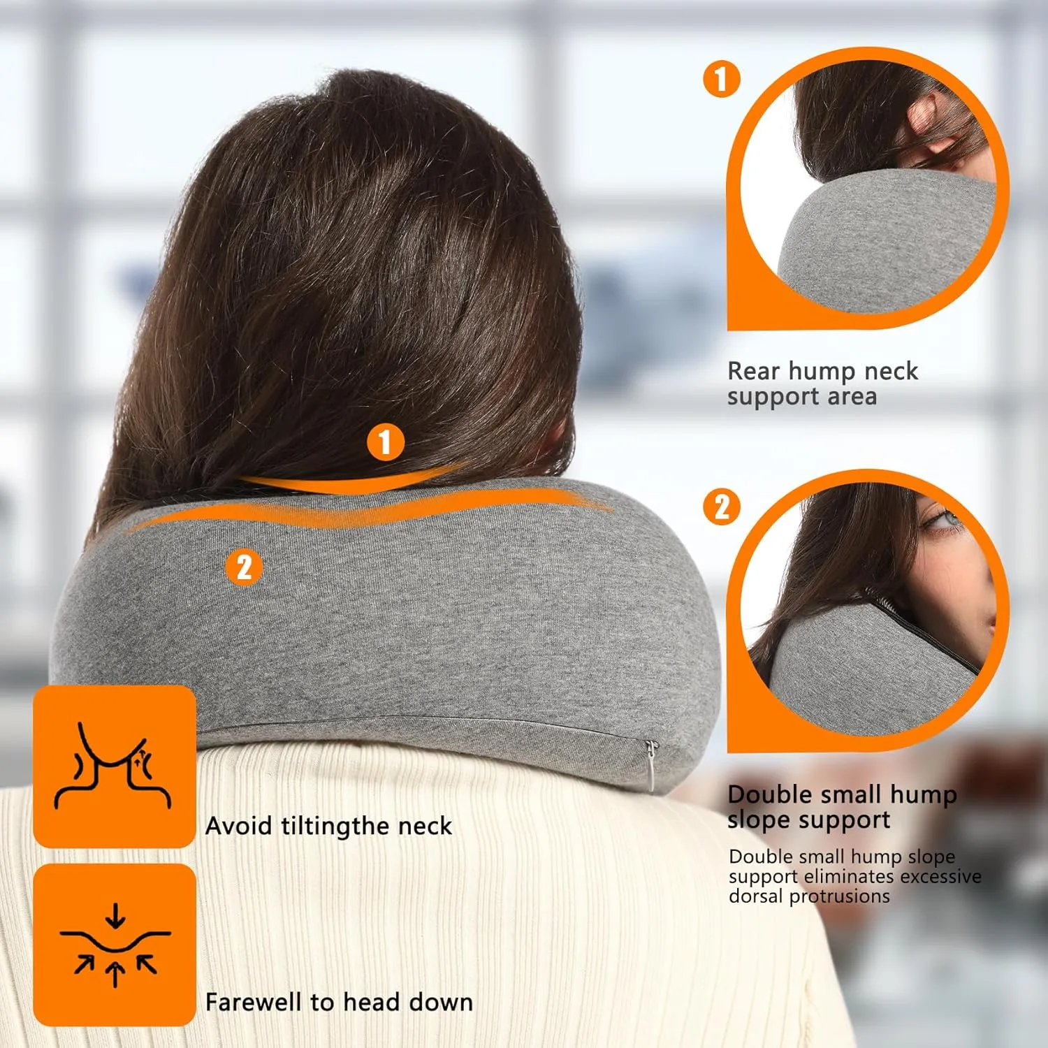 Travel Pillow, Memory Foam Neck Pillow Head Support Soft Pillow for Sleeping Rest Offices, Airplane Car and Home Use