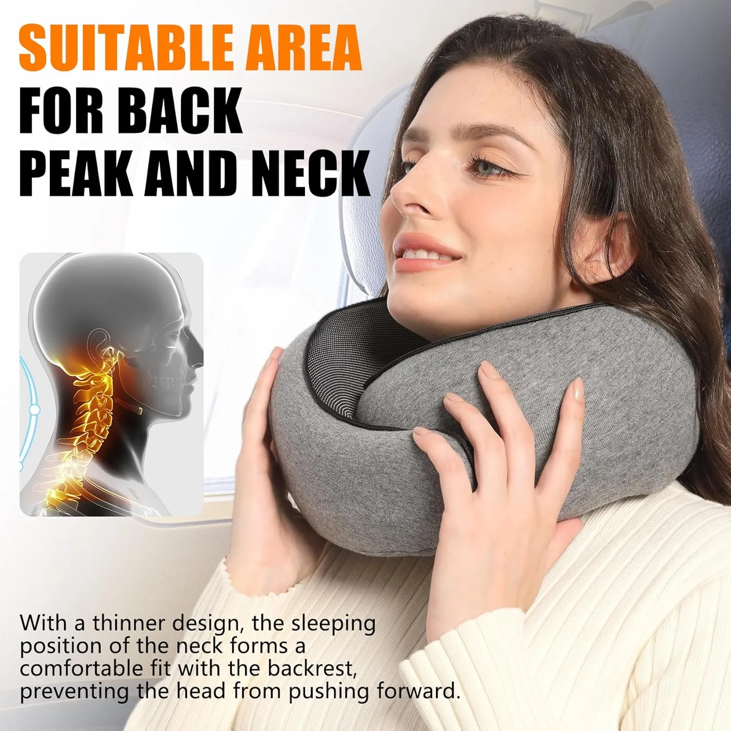 Travel Pillow, Memory Foam Neck Pillow Head Support Soft Pillow for Sleeping Rest Offices, Airplane Car and Home Use