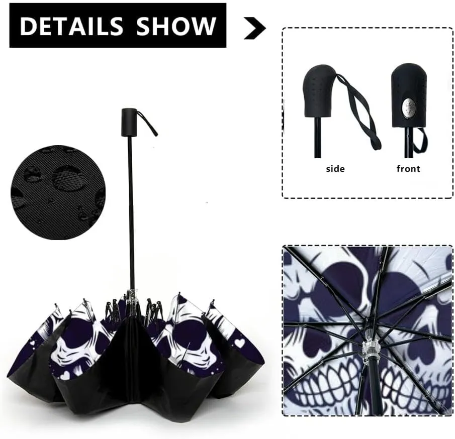 Travel Umbrella for Rain Windproof a broken heart stitched together ani valentine grunge Automatic Cute Portable Compact Umbrella for Women Purse Backpack Car Black Sun UV Protection