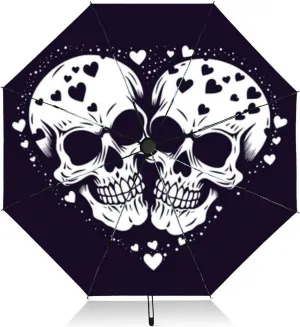Travel Umbrella for Rain Windproof a broken heart stitched together ani valentine grunge Automatic Cute Portable Compact Umbrella for Women Purse Backpack Car Black Sun UV Protection