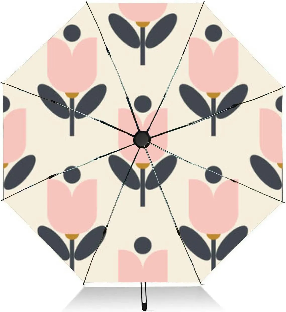 Travel Umbrella for Rain Windproof Chintz Blue floral Indian Fabric blue flowers Automatic Cute Portable Compact Umbrella for Women Purse Backpack Car Black Sun UV Protection