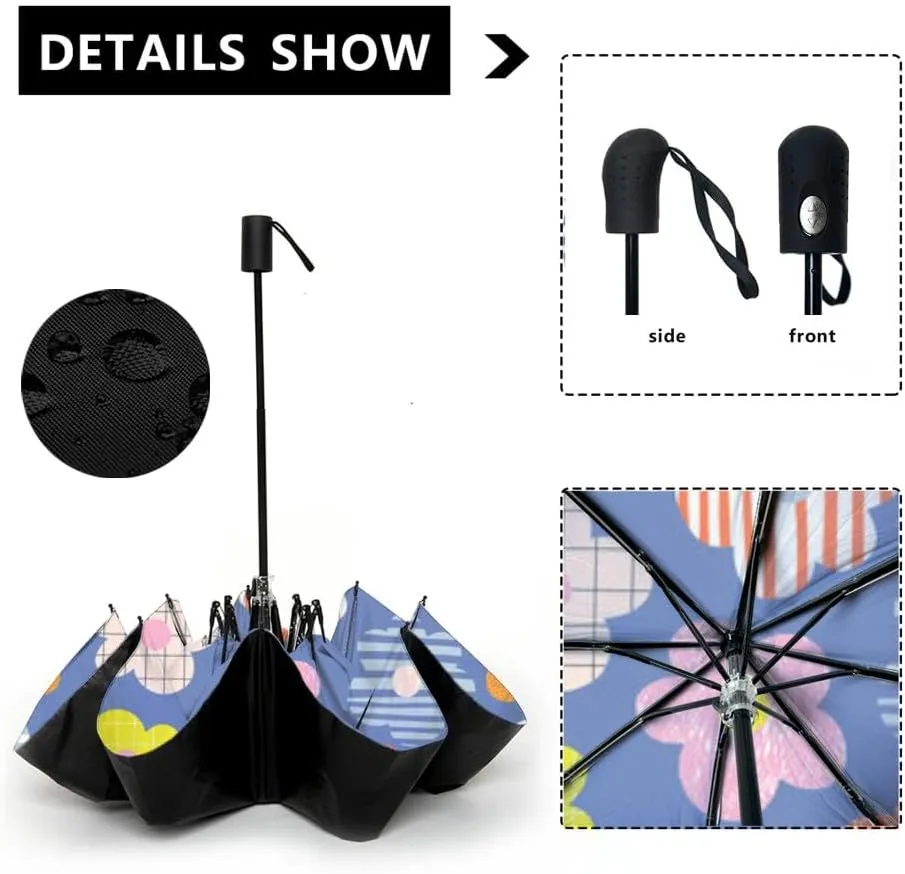 Travel Umbrella for Rain Windproof colored lines grunge effect Automatic Cute Portable Compact Umbrella for Women Purse Backpack Car Black Sun UV Protection