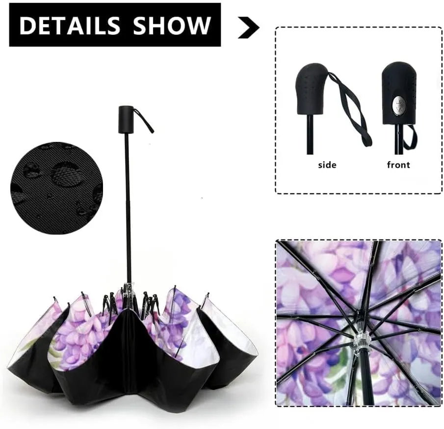 Travel Umbrella for Rain Windproof Cute hand drawn deer fawn floral wreath flowers bouquet woodland water Automatic Cute Portable Compact Umbrella for Women Purse Backpack Car Black Sun UV Protection