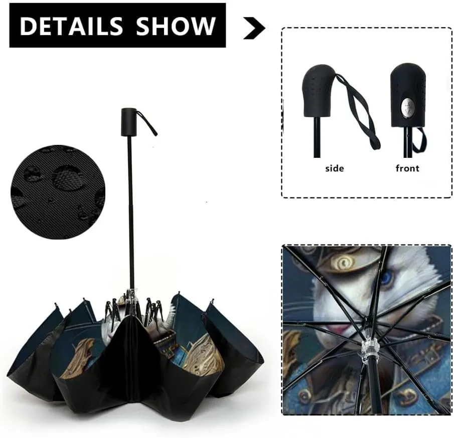 Travel Umbrella for Rain Windproof cute watercolor easter bunny Automatic Cute Portable Compact Umbrella for Women Purse Backpack Car Black Sun UV Protection