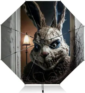 Travel Umbrella for Rain Windproof cute watercolor easter bunny Automatic Cute Portable Compact Umbrella for Women Purse Backpack Car Black Sun UV Protection