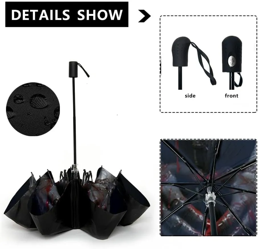 Travel Umbrella for Rain Windproof Floral Patterns Automatic Cute Portable Compact Umbrella for Women Purse Backpack Car Black Sun UV Protection