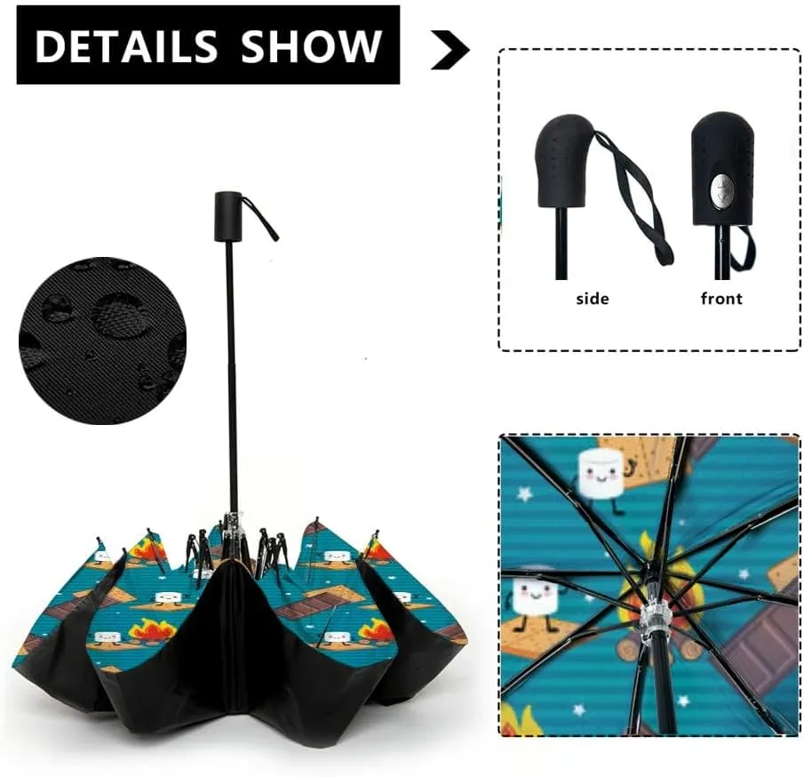 Travel Umbrella for Rain Windproof flowers and cats Animal hand drawn style Cartoon style Funny kids fab Automatic Cute Portable Compact Umbrella for Women Purse Backpack Car Black Sun UV Protection