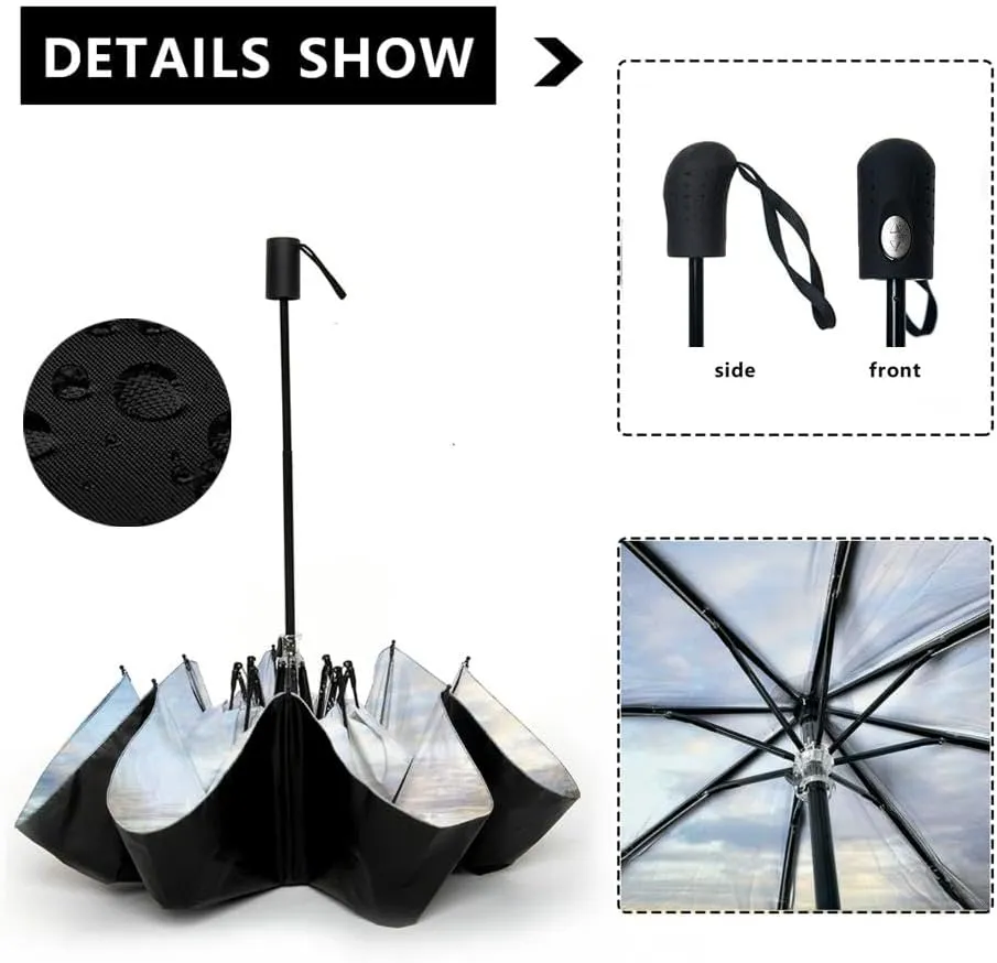 Travel Umbrella for Rain Windproof Lavender Lullaby Automatic Cute Portable Compact Umbrella for Women Purse Backpack Car Black Sun UV Protection