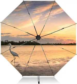 Travel Umbrella for Rain Windproof peak and Acacia morning Automatic Cute Portable Compact Umbrella for Women Purse Backpack Car Black Sun UV Protection