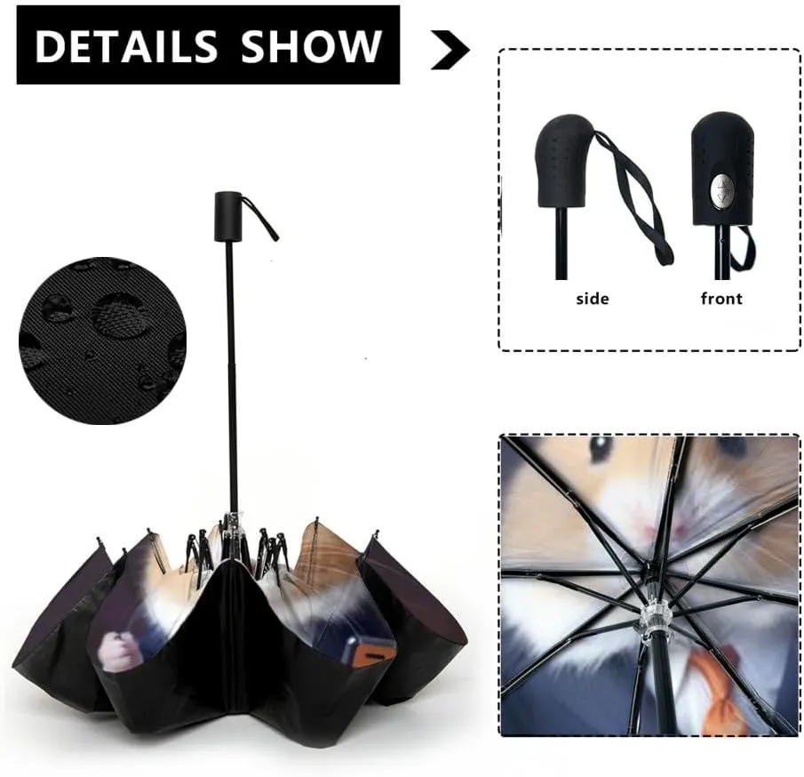 Travel Umbrella for Rain Windproof Portrait a pig a bow tie sketch hand drawn engraving style sketch Automatic Cute Portable Compact Umbrella for Women Purse Backpack Car Black Sun UV Protection