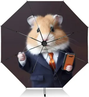 Travel Umbrella for Rain Windproof Portrait a pig a bow tie sketch hand drawn engraving style sketch Automatic Cute Portable Compact Umbrella for Women Purse Backpack Car Black Sun UV Protection