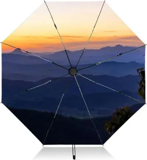 Travel Umbrella for Rain Windproof Sunset view from the Gold Coast hinterland Automatic Cute Portable Compact Umbrella for Women Purse Backpack Car Black Sun UV Protection