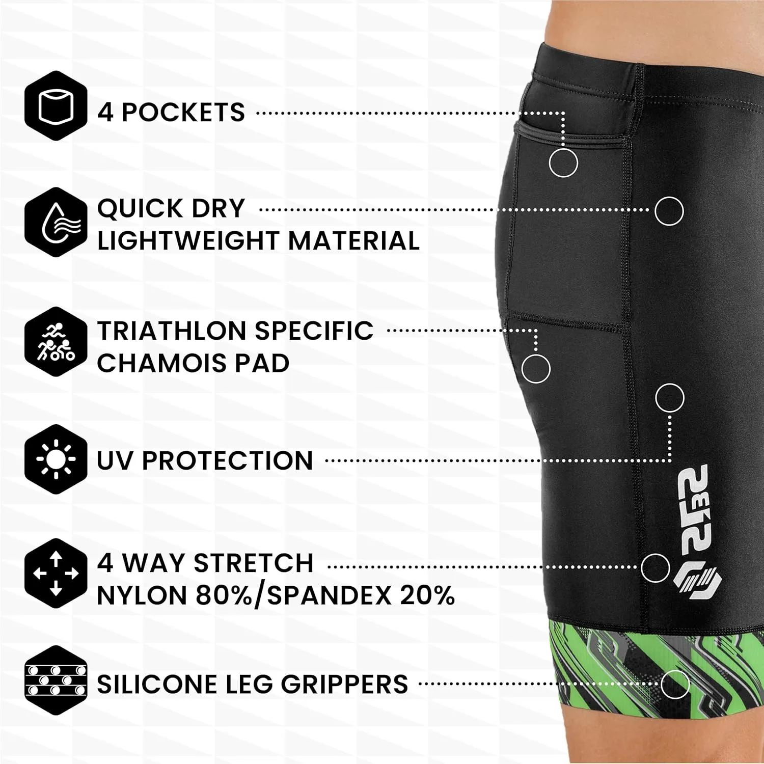 Triathlon Shorts Mens - Padded Tri Shorts Mens – Swim, Bike, Run – Duathlon or Triathlon with Pocket