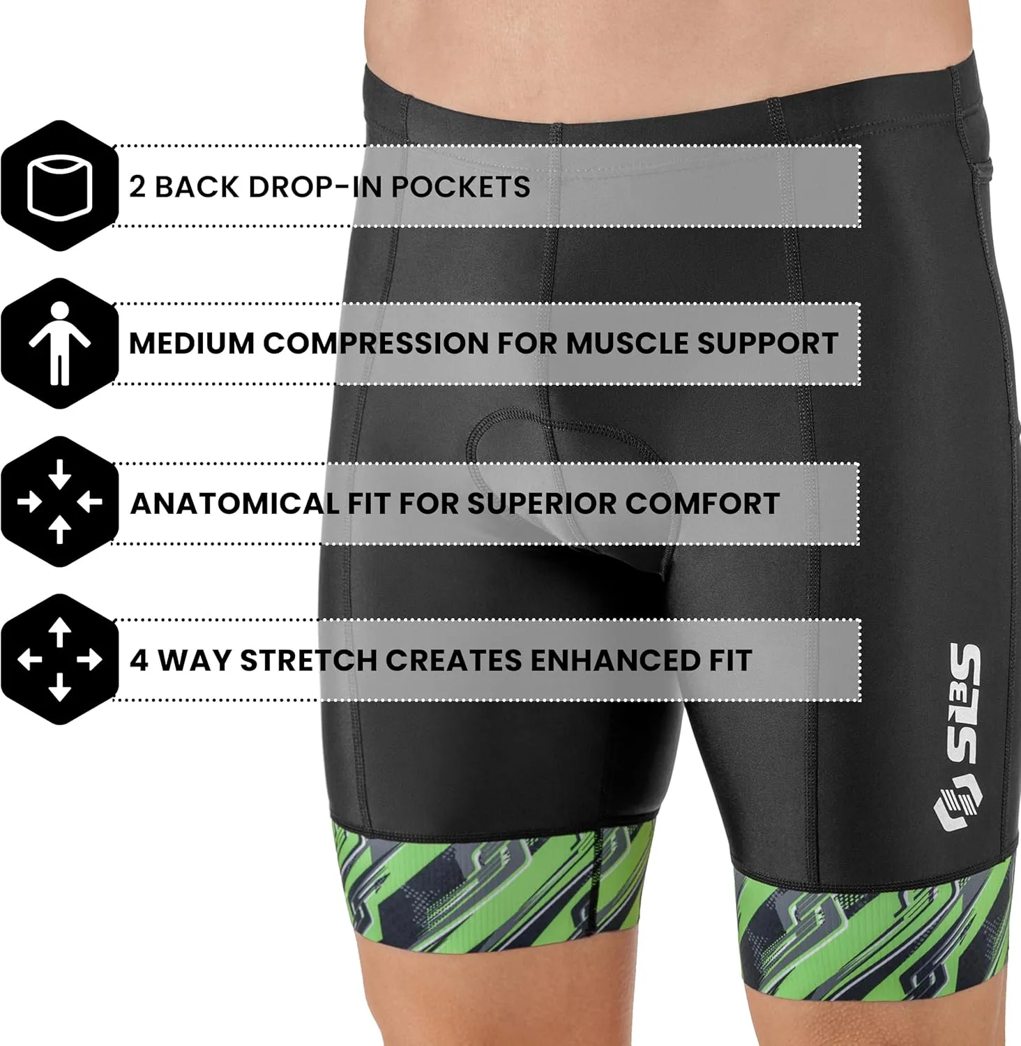 Triathlon Shorts Mens - Padded Tri Shorts Mens – Swim, Bike, Run – Duathlon or Triathlon with Pocket