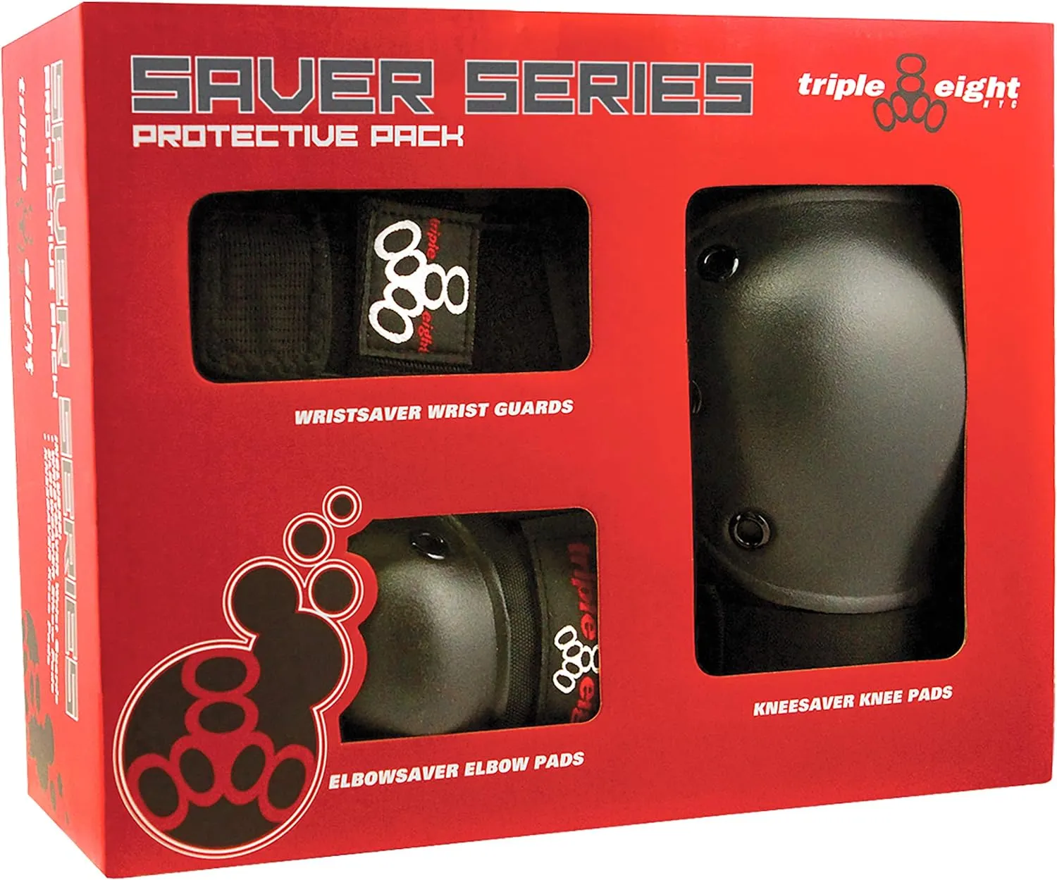 Triple Eight Saver Series 3-Pack Pad Set– Ideal for Skateboarding, in-line Skating, Roller Skating, and Biking