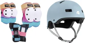 Triple Eight Saver Series Pad Set with Kneesavers, Elbowsavers & Wristsavers and Retrospec Dakota BMX/Skate Helmet for Adults