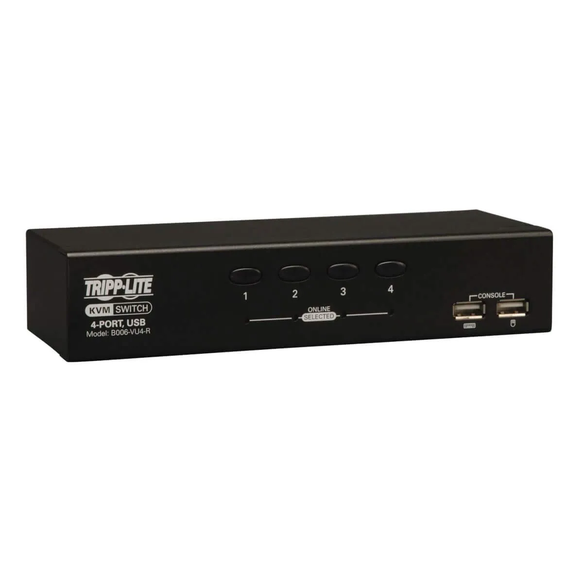 Tripp Lite 4-Port Desktop KVM Switch, USB-B, VGA HD15 Input, USB Keyboard & Mouse Inputs, 3-Year Warranty (B006-VU4-R)