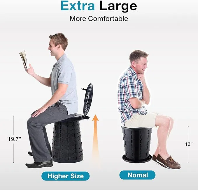 TRIPTIPS Upgrade XXL Retractable Portable Toilet for Camping Height Adjustable Travel Toilet Foldable Camping Toilet Portable Toilet for Adults and Kids, Collapsible Stool