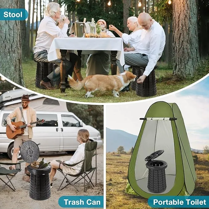 TRIPTIPS Upgrade XXL Retractable Portable Toilet for Camping Height Adjustable Travel Toilet Foldable Camping Toilet Portable Toilet for Adults and Kids, Collapsible Stool