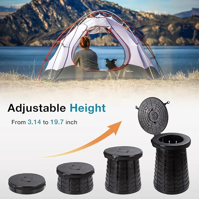 TRIPTIPS Upgrade XXL Retractable Portable Toilet for Camping Height Adjustable Travel Toilet Foldable Camping Toilet Portable Toilet for Adults and Kids, Collapsible Stool