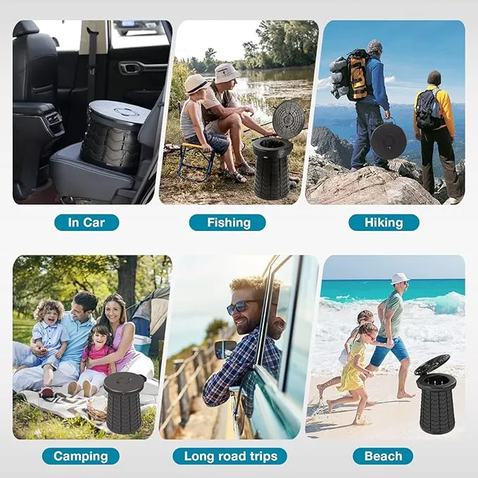 TRIPTIPS Upgrade XXL Retractable Portable Toilet for Camping Height Adjustable Travel Toilet Foldable Camping Toilet Portable Toilet for Adults and Kids, Collapsible Stool