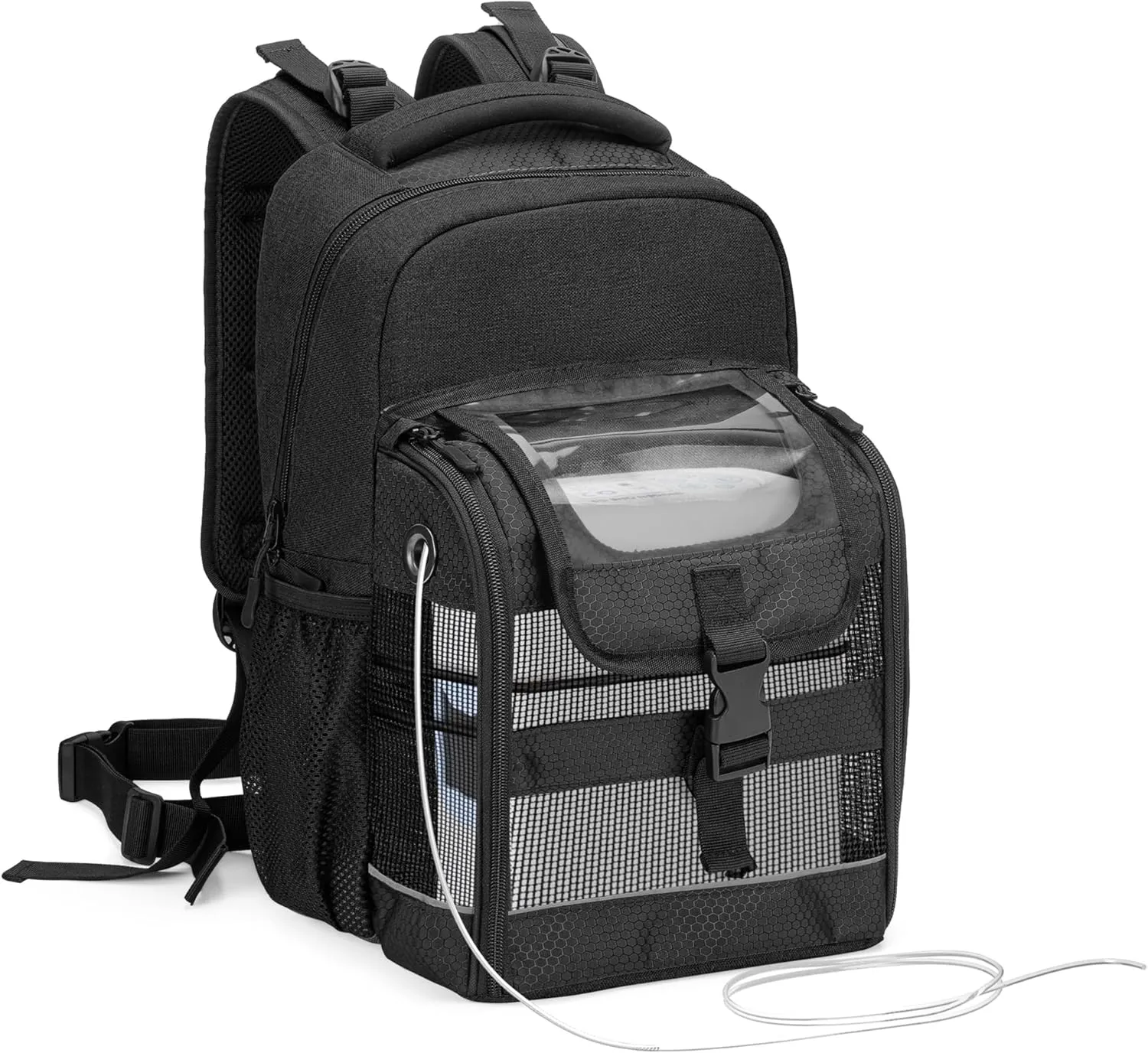 Trunab Portable Oxygen Concentrator Carrying Backpack, POC Bag with Transparent Cover & Multiful Pockets Compatible with Inogen one, Caire Freestyle Comfort, Oxygo, Philips SimplyGo Mini
