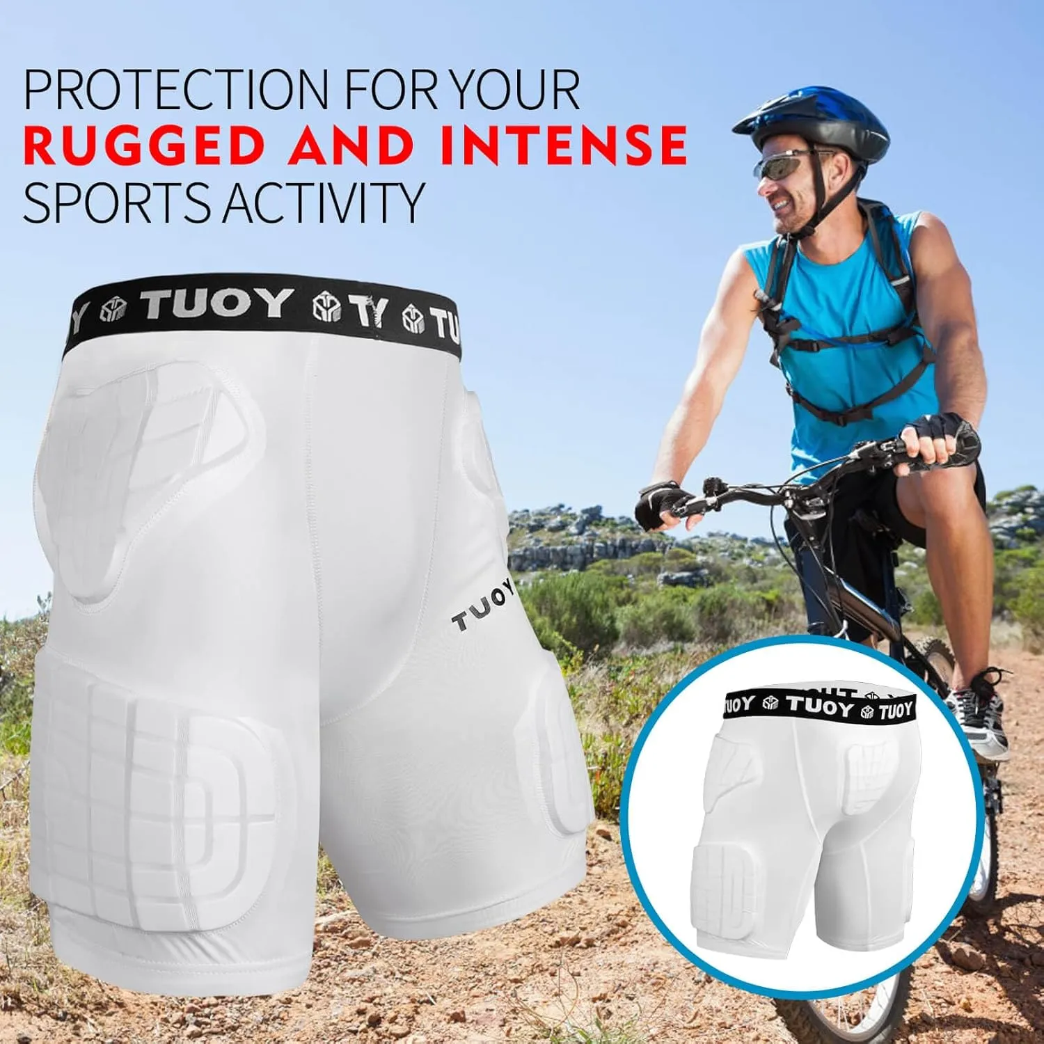 TUOY Adult Padded Compression Shorts 5-Pad Football Girdle Hip Thigh Protector