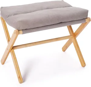TYYIHUA Folding Foot Stool,Small Ottoman Foot Rest for Couch,Wooden Footstool,Change Shoes Bench,Modern X Ottoman Chair for Living Room, Entryway, Children Room, Bedroom,Caravaning (Light Gray)