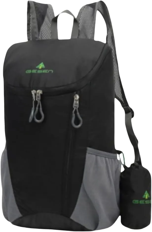 Ultra-Light Folding Backpack for Men & Women, Portable Travel Pack,Water-Resistant Hiking & Touring Skin Bag (Black)