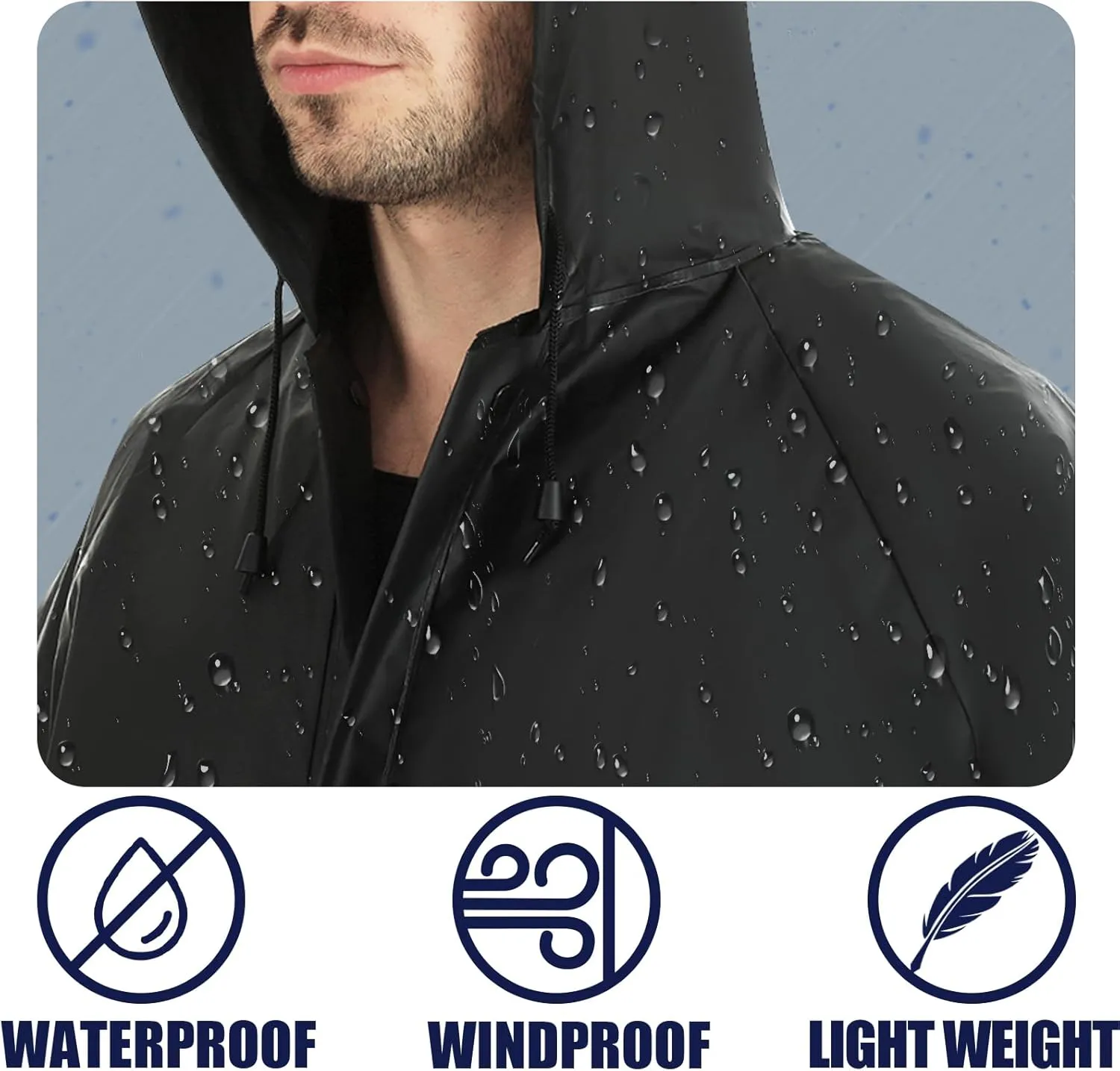 Ultra-Lite Rain Suit for Men Women Durable Protective Rainwear Waterproof Rain Coat Rain Gear for Farming, Hiking