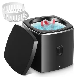Ultrasonic Dental Cleaner;UltraSonic Retainer Cleaner Machine for Denture,Aligner,Earring,whitening tray,200ml Portable Mouth Guard Cleaner,Invisalign cleaner,Professional Sonic Jewelry cleaner black