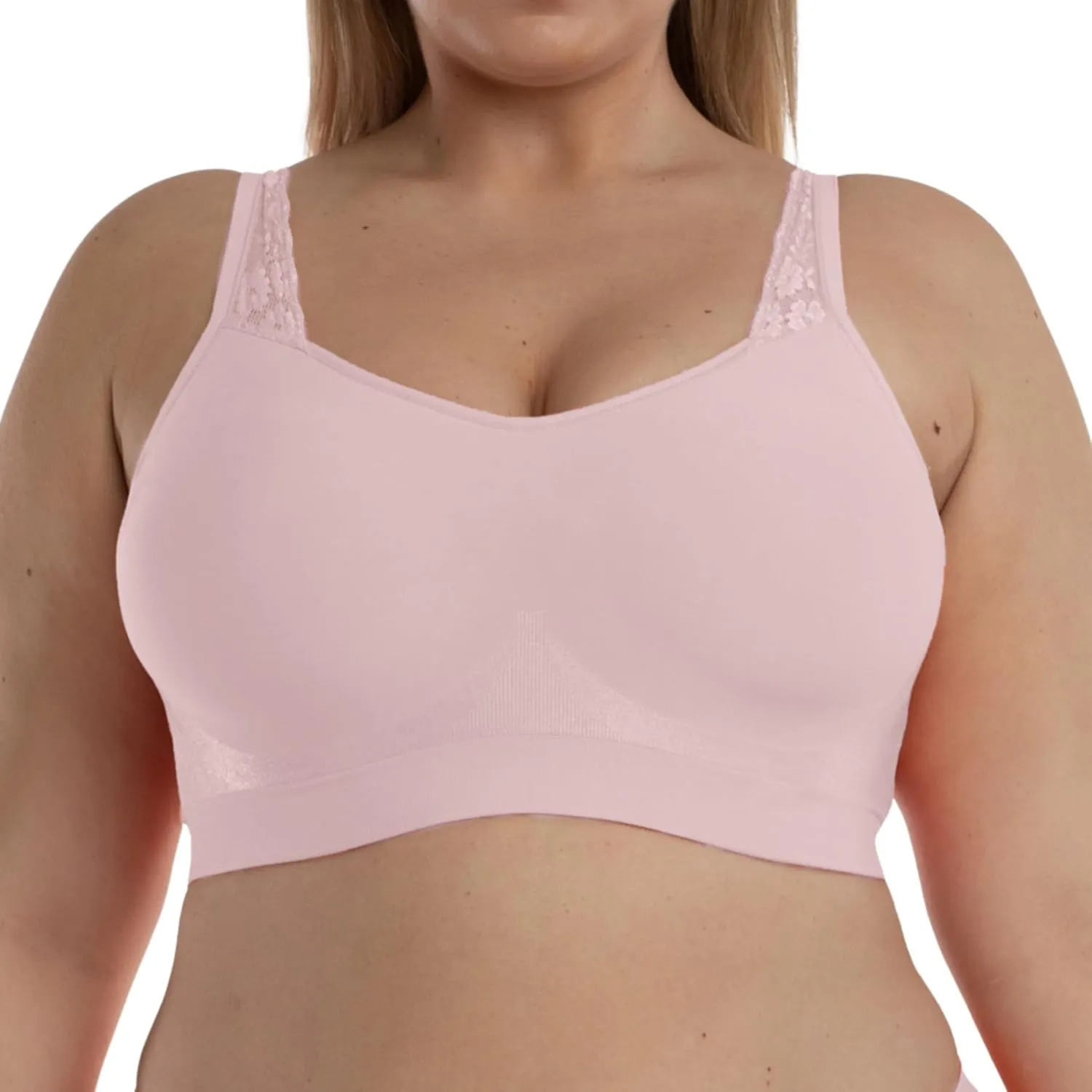 Underoutfit Comfort Shaping Bra - Wireless Everyday Bra with Adjustable Lace Straps