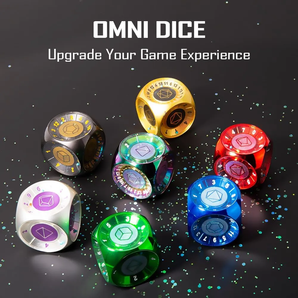 Unique Dice Omni D&D Dice 15 in 1 Cube Metal Dice Set,D20 All in 1 DND Dice Role Playing for D6, D8, D10, D12 for Dungeons and Dragons TRPG