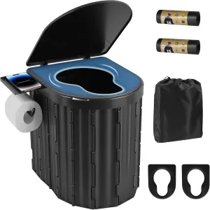 UOPBYEA Portable Camping Toilet for Adults With Cushion, Outdoor Toilet for Camping Toilets Portable Potty for Adults, Emergency Collapsible Toilets for Travel, Tent, Car, Beach, Hiking, Truck Driver