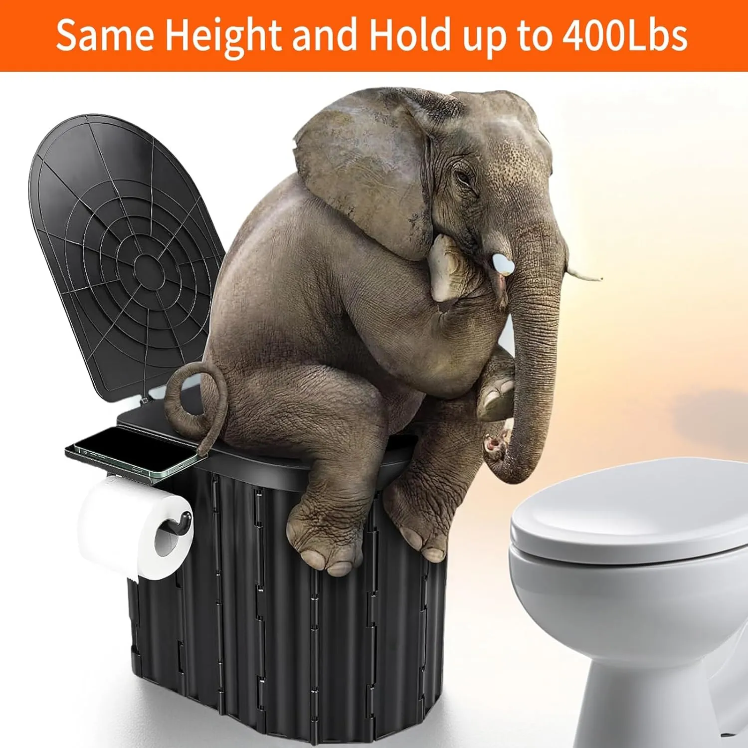 UOPBYEA Portable Camping Toilet for Adults With Cushion, Outdoor Toilet for Camping Toilets Portable Potty for Adults, Emergency Collapsible Toilets for Travel, Tent, Car, Beach, Hiking, Truck Driver