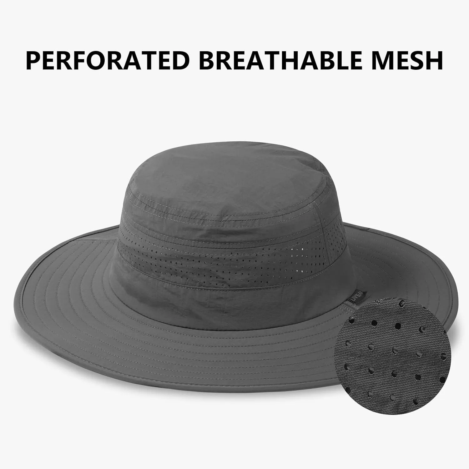 UPF 50  Foldable Brim Water-Resistant Sun Bucket Hat with Laser Perforated Mesh Adjustable for Men Women Outdoor