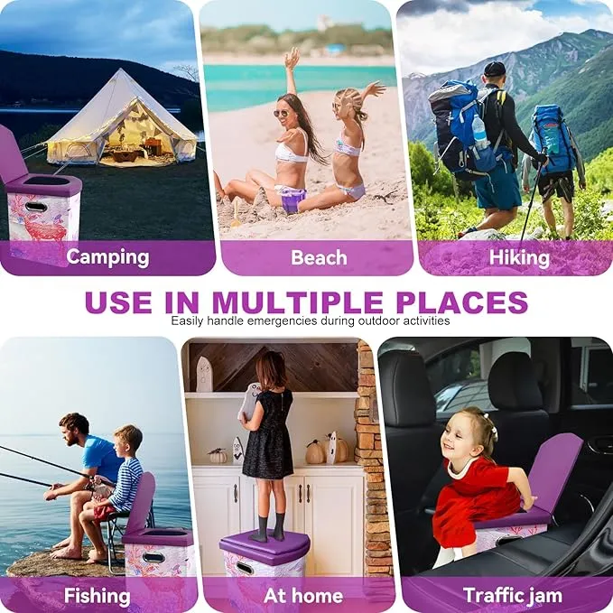 Upgrade XL Portable Toilet for Adults, Extra Large Portable Travel Floding Toilet, Camping Tall Toilets with Lid for Adults and Kids Compact Potty for Car,Hiking,Beach and Camping…