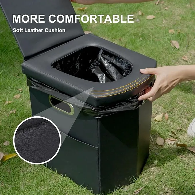 Upgrade XL Portable Toilet for Adults, Extra Large Portable Travel Floding Toilet, Camping Tall Toilets with Lid for Adults and Kids Compact Potty for Car,Hiking,Beach and Camping…