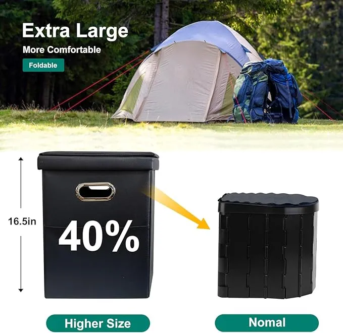 Upgrade XL Portable Toilet for Adults, Extra Large Portable Travel Floding Toilet, Camping Tall Toilets with Lid for Adults and Kids Compact Potty for Car,Hiking,Beach and Camping…