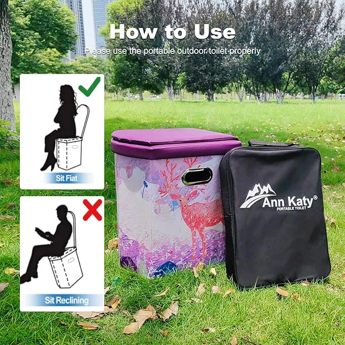 Upgrade XL Portable Toilet for Adults, Extra Large Portable Travel Floding Toilet, Camping Tall Toilets with Lid for Adults and Kids Compact Potty for Car,Hiking,Beach and Camping…