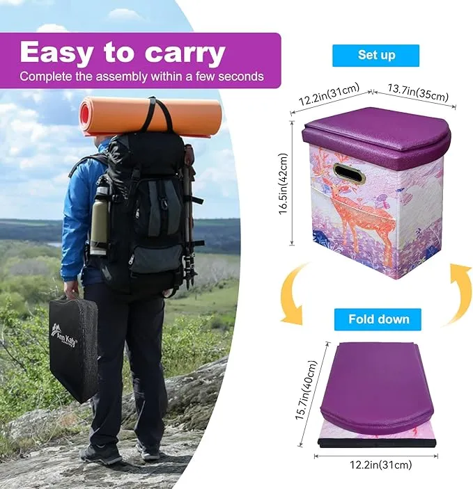 Upgrade XL Portable Toilet for Adults, Extra Large Portable Travel Floding Toilet, Camping Tall Toilets with Lid for Adults and Kids Compact Potty for Car,Hiking,Beach and Camping…